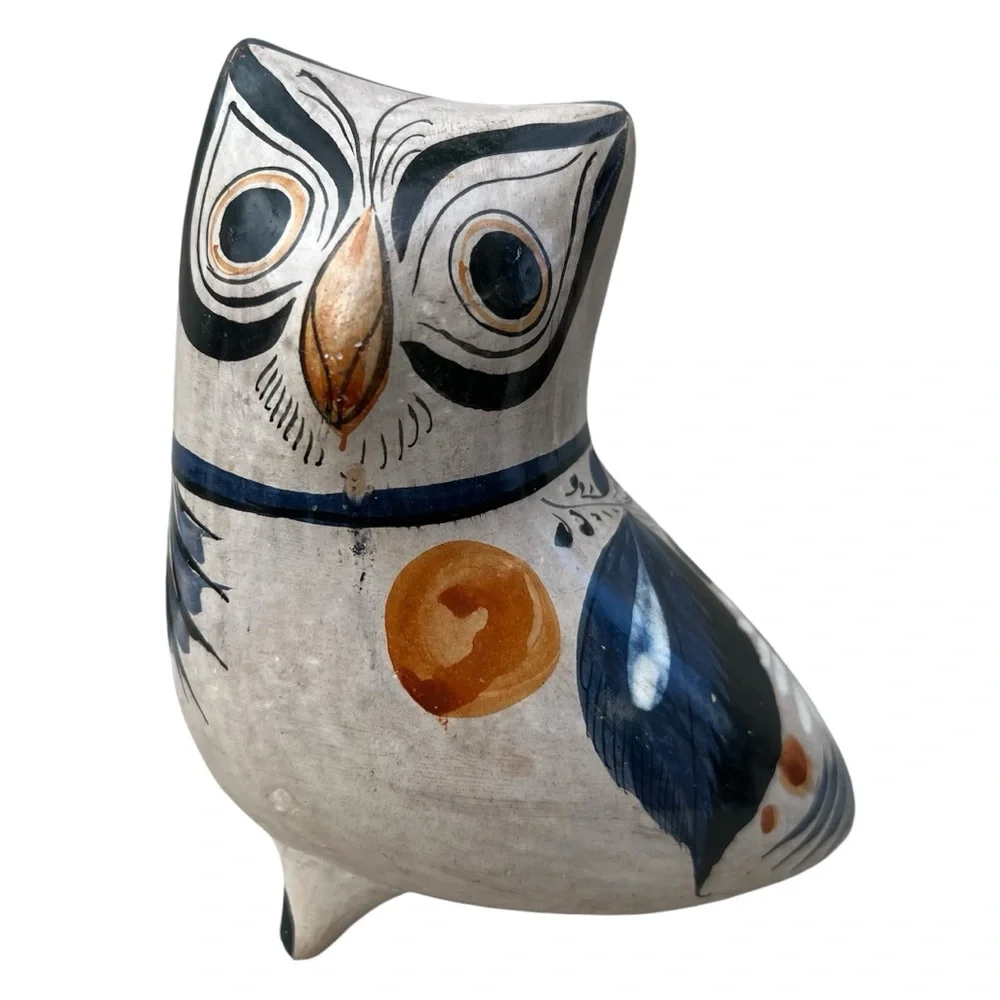 Tonala Mexican Pottery Vintage MCM Folk Art Owl